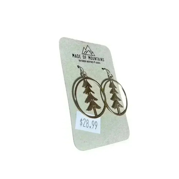 Made Of Mountains Pine Tree Earrings Gold Color New Made In Montana - Picture 4 of 9